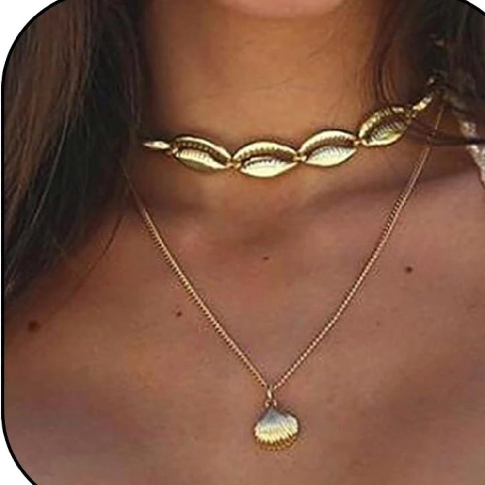 Gold Shell Necklace 14k Gold Plated, Summer Vacation New